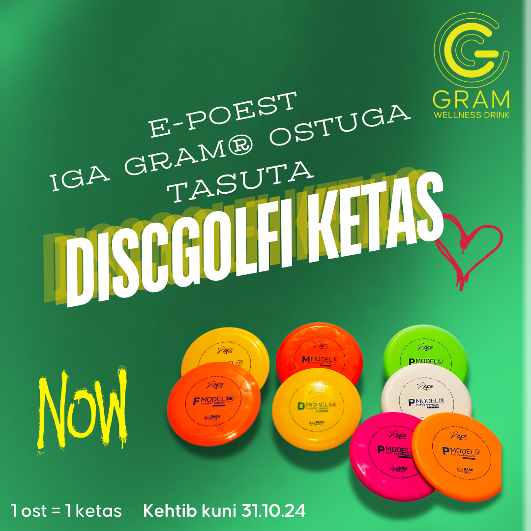 Osta e-poest mistahes GRAM® maitset ja saad TASUTA kaasa Prodigy discgolfi ketta! 1 ostutehing = 1 ketas Tasuta saadud discgolfi ketas ei kuulu ümbervahetamisel